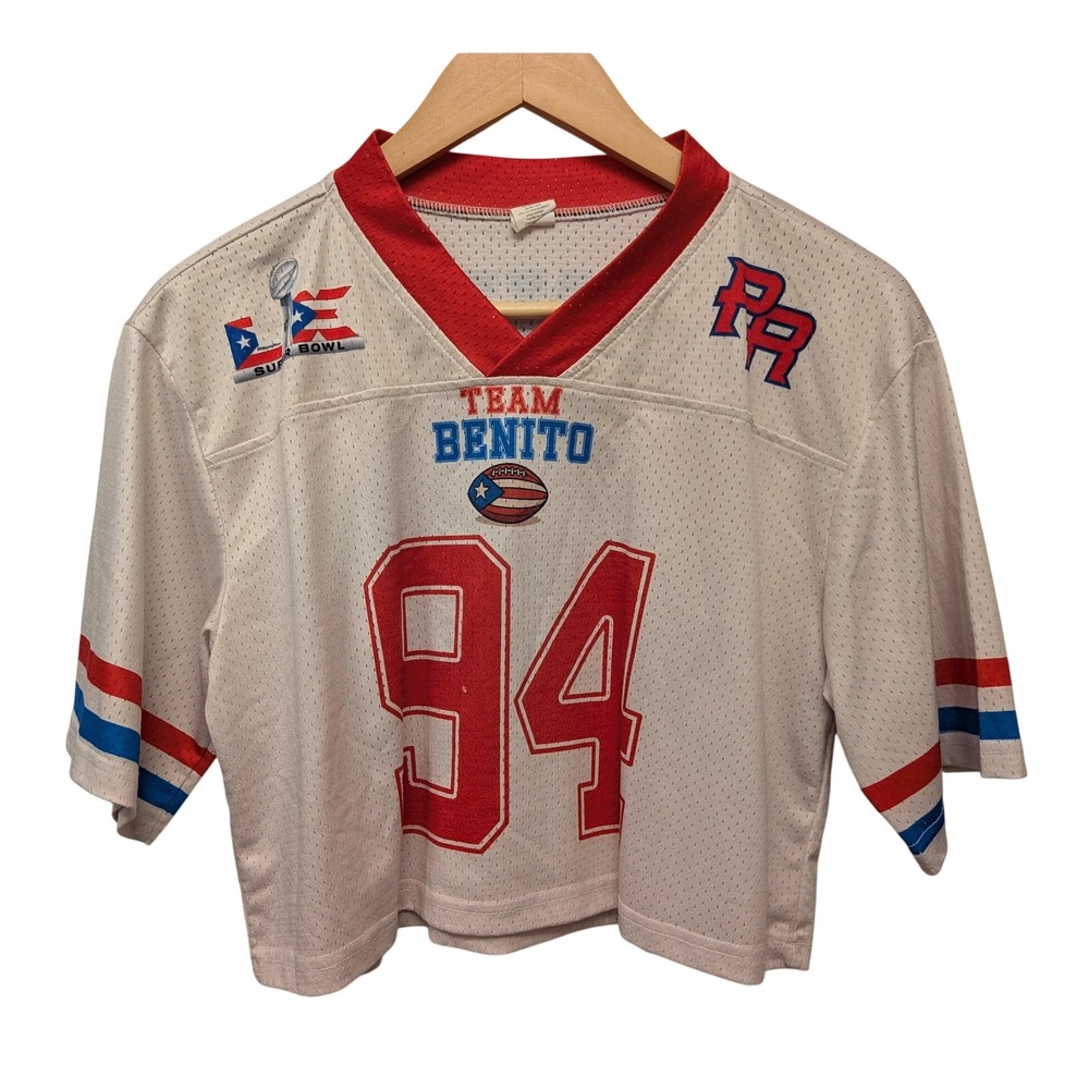 Bad Bunny Team Benito 94 Super Bowl Puerto Rico Cropped Mesh Jersey Sporty M